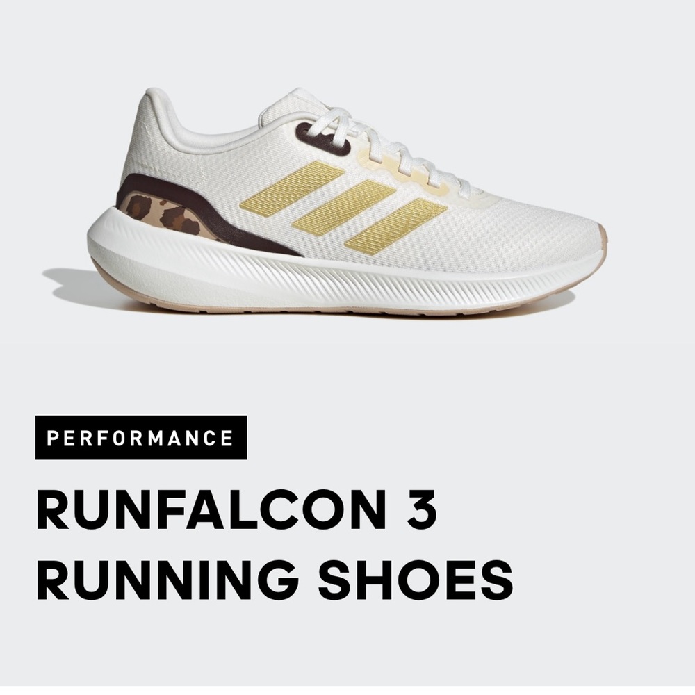 Adidas Runfalcon 3 White and Gold/Cheetah print Sneakers